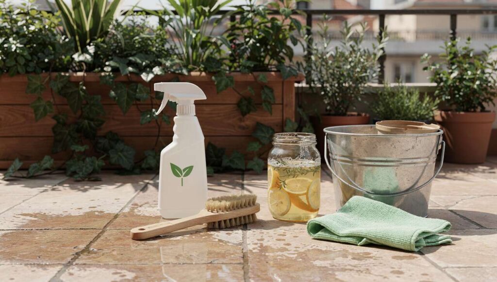 Grünbelag auf der Terrasse entfernen: Dieses Hausmittel spart den Hochdruckreiniger