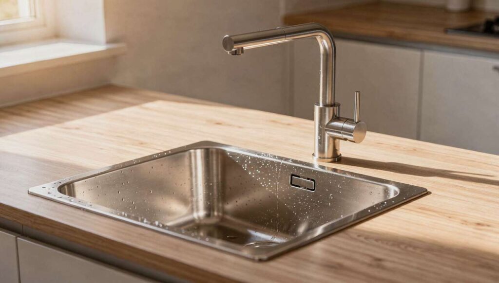 Spülbecken glänzt eine Woche lang: Das Hausmittel aus dem Küchenschrank, das Profis nutzen