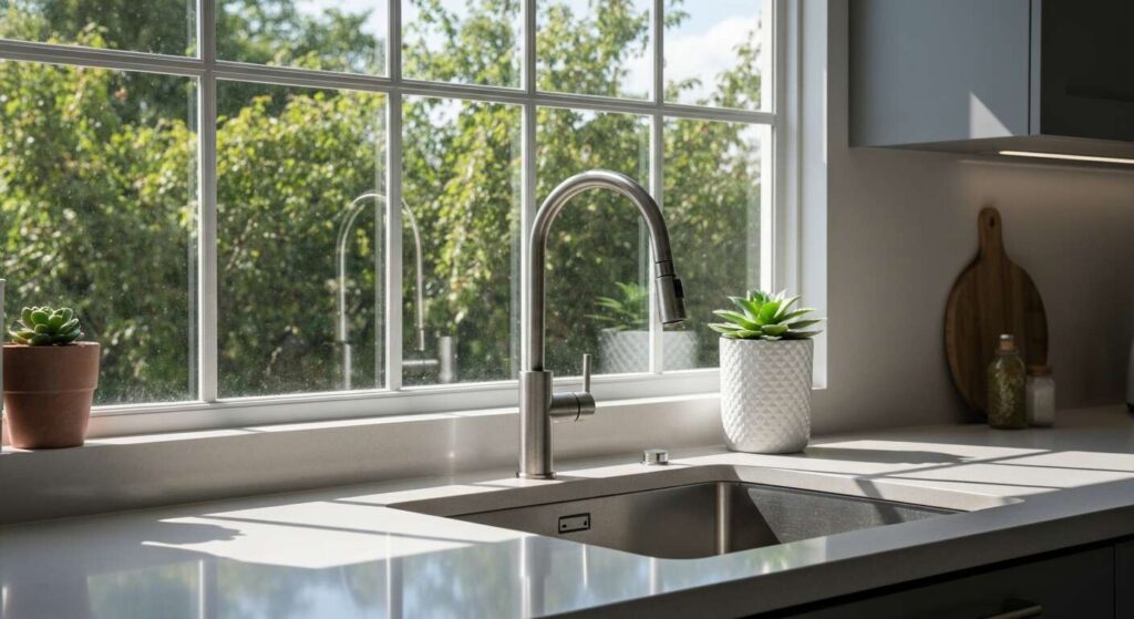 Warum Architekten vom Spülbecken unter dem Fenster abraten – es geht nicht nur um Spritzwasser