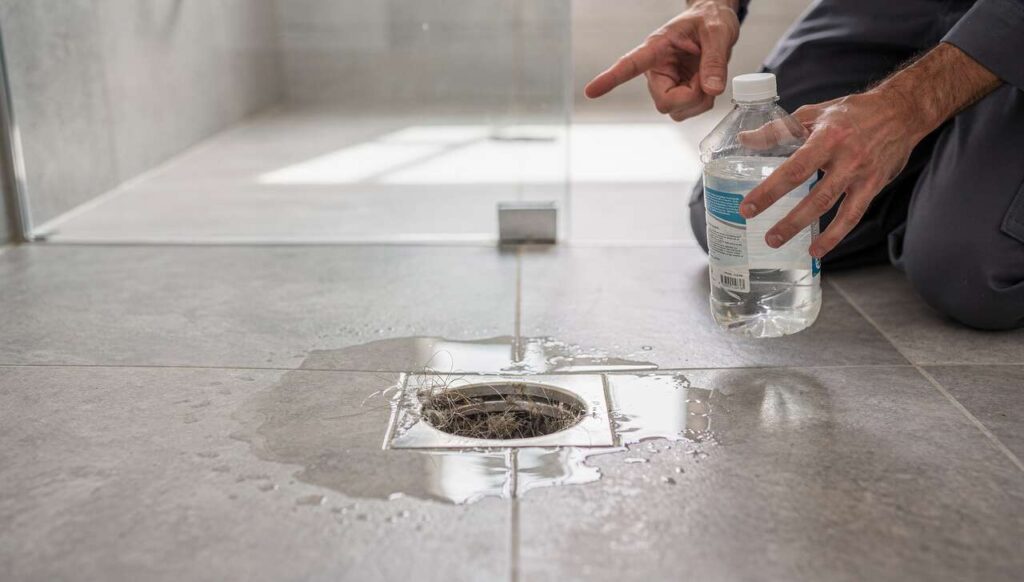 Verstopfter Duschabfluss: Warum Klempner weißen Essig statt Chemiereiniger empfehlen