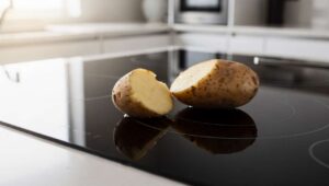 Eine halbe Kartoffel macht das Ceranfeld strahlend sauber – ganz ohne Kratzer