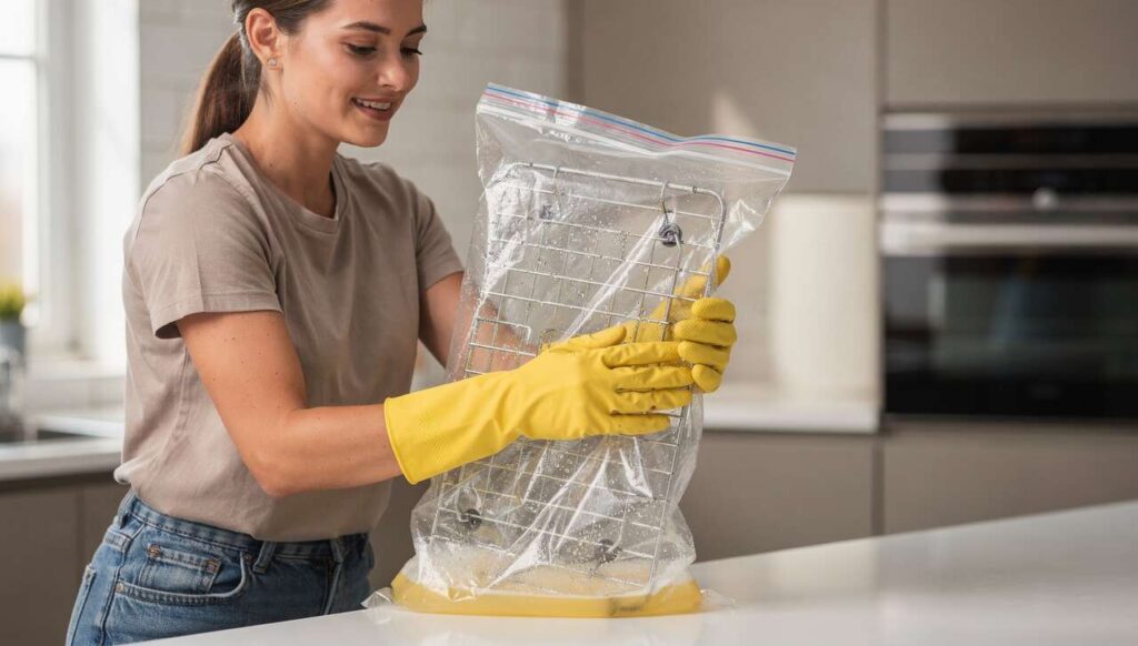 Backofen-Gitter reinigen wird kinderleicht: Ein Müllbeutel und dieses Hausmittel genügen völlig